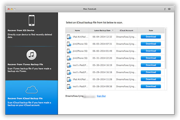 Retrieve data from iCloud