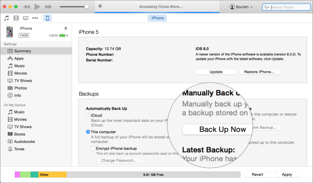 backup iphone with itunes