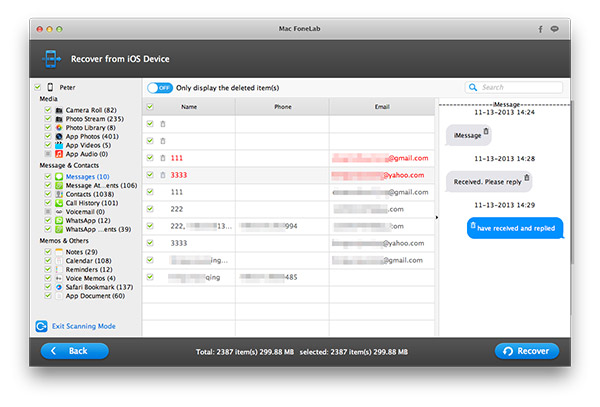 restore call history from iTunes backup