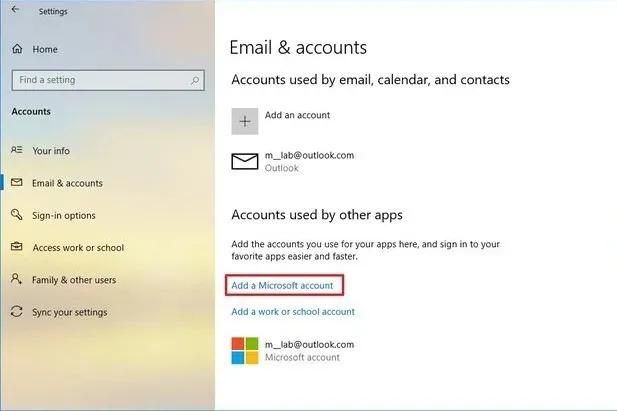 Add Account Surface Pro 7