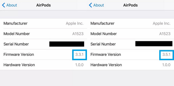 Airpods Model A1523 Latest Firmware
