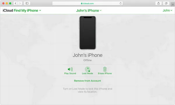 Reset iPhone via Find My iPhone