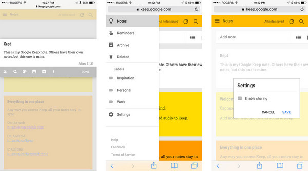 google keep iphone