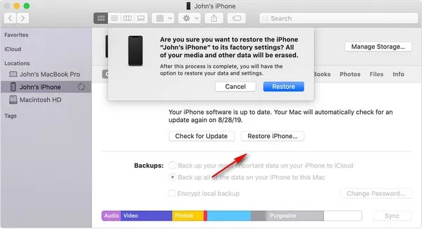 Restore iPhone in iTunes